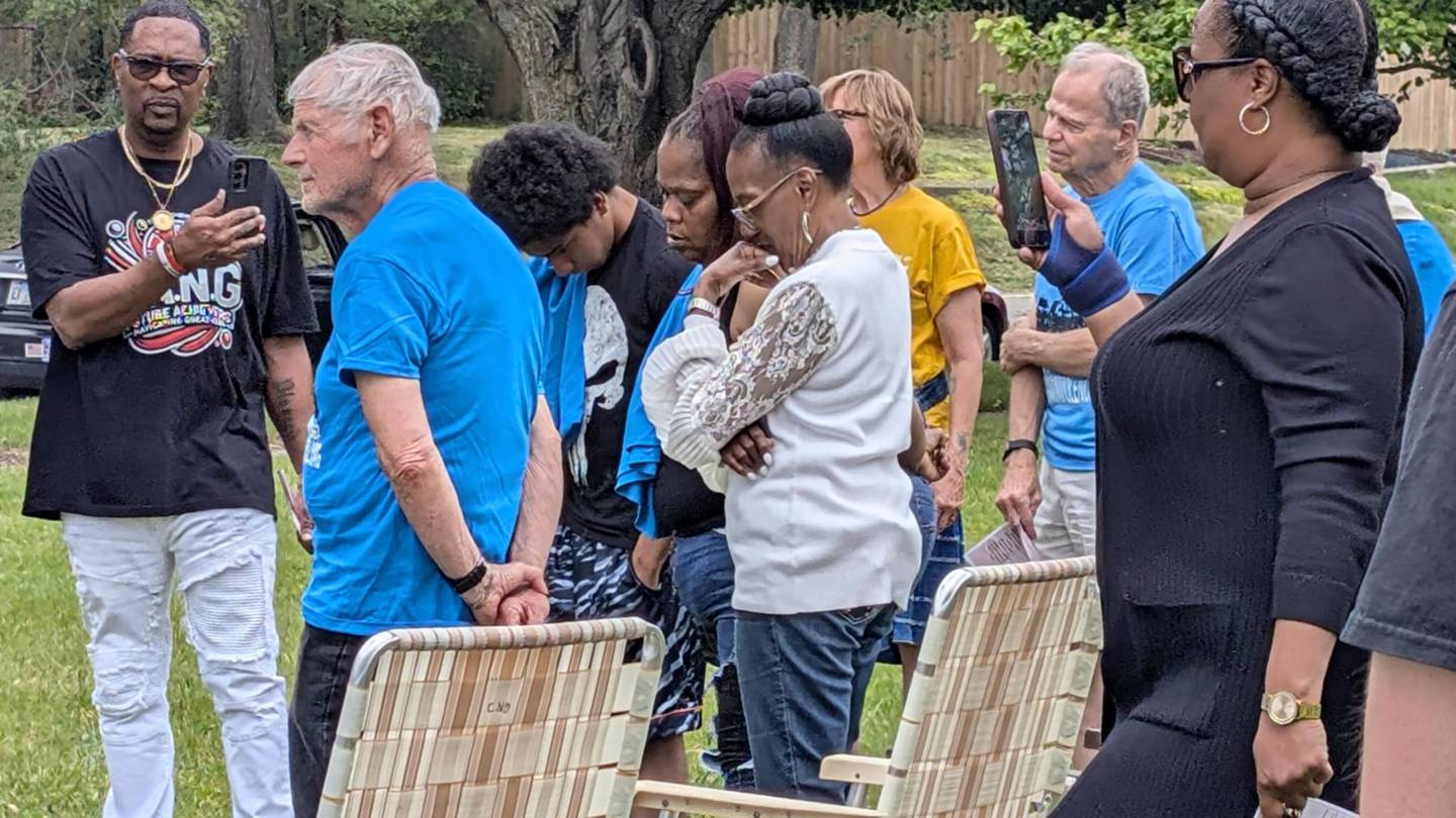 About 30 people gathered for an hour Saturday to take a stand against gun violence. Trista Graves Brown of Joliet, founder of Speak Up, a community-based, grassroots organization, organized the event called “Voices of the Village,” for people to take a pledge to “Stop the Violence, Save our Children.”
