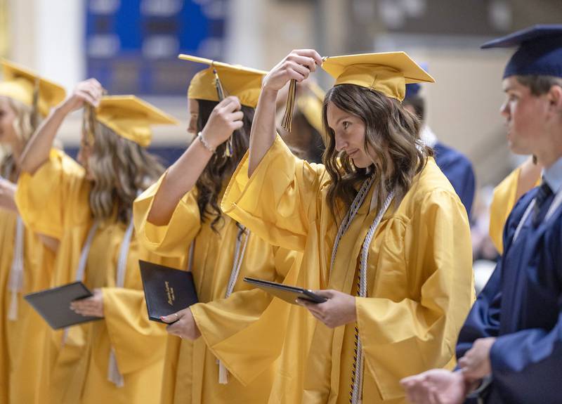 Lilliana Bernabei moves her tassel, indicating she is a graduate during the commencement ceremony on Sunday, May 25, 2025 in Bader Gymnasium at Marquette High School.
