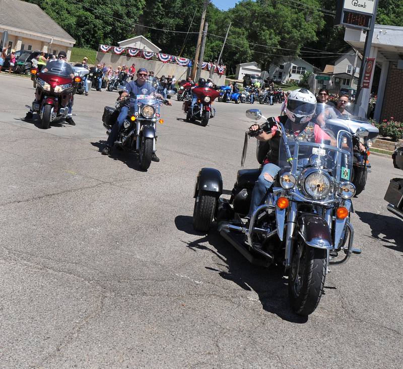 Thousands of motorcycles ride into Marseilles on Saturday, June 18, 2022, for the Illinois Motorcycle Freedom Run. Riders took off from Morris and arrived at Marseilles for a ceremony at the Middle East Conflicts Wall.