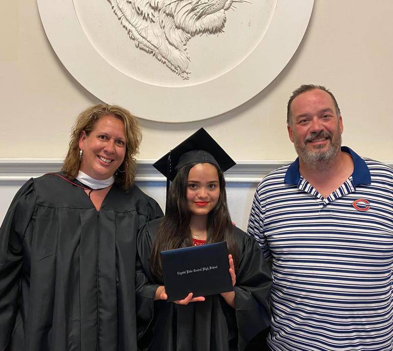 Eighteen-year-old Honduran student Meydi Guzman-Rivas received her diploma from Crystal Lake Central High School on July 24.