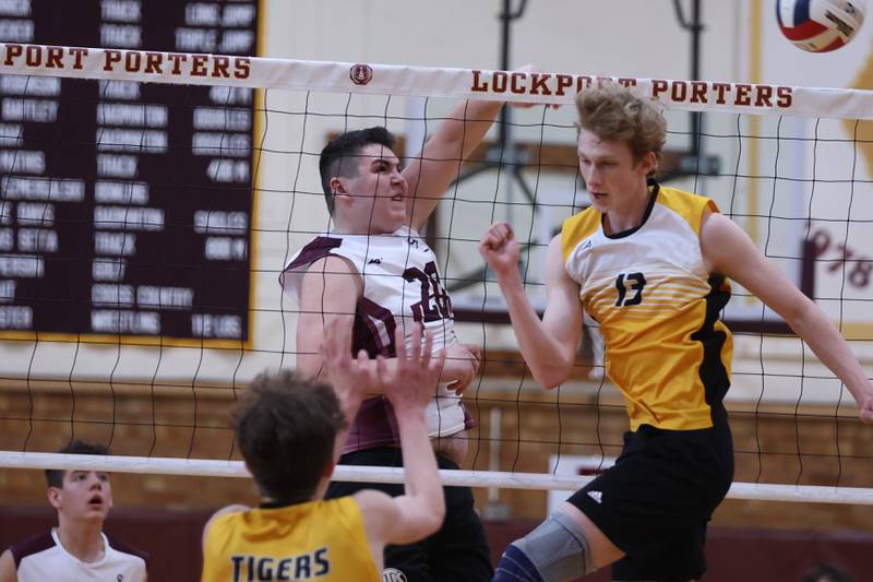 Lockport’s Josh Bluhm catches Joliet West’s defense off guard. Tuesday, Mar. 29, 2022, in Lockport.
