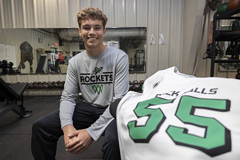 Rock Fall's football standout Vinnie Lombardo was awarded the number 55 to honor Brock Parker.