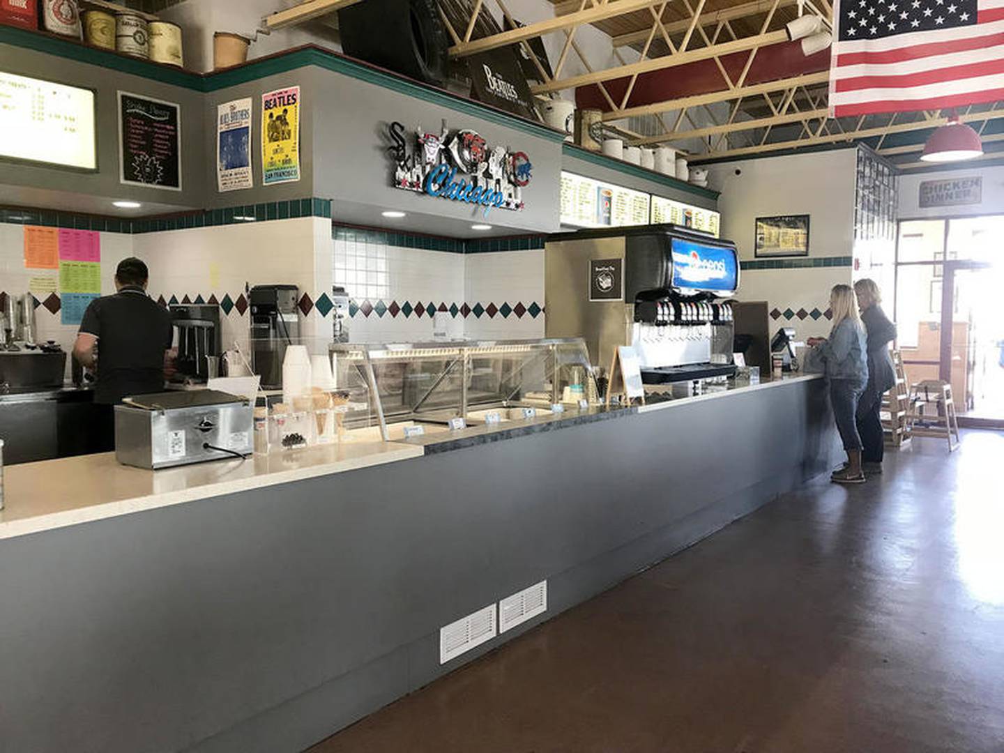 The register area at Johnny K's in Sandwich is divided up into two areas, one for regular meals, and one for ice creams and desserts.