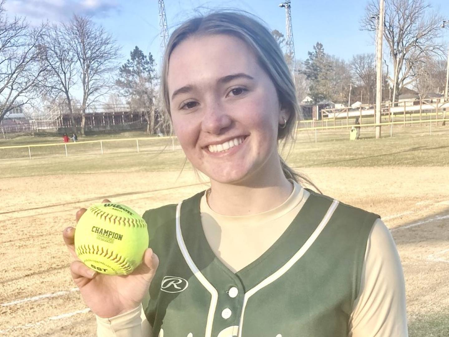 St. Bede's Ella Hermes pitched a five-inning no-hitter in a 15-0 win over Hall Monday. She struck out 15.