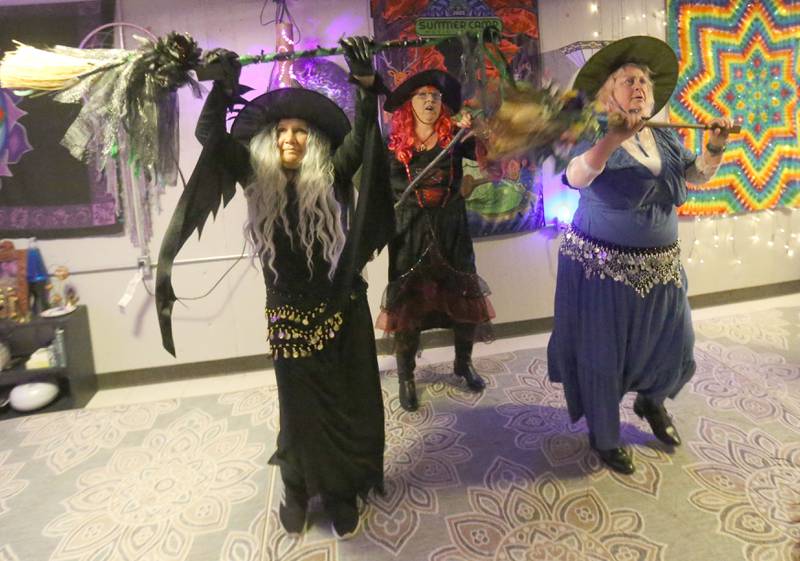 The Village Witches perform on Wednesday, April 30. 2025 at Crafty Eclectic in La Salle. The witches performed five dances as a part of a world wide witches dance to honor the original Wolfshager Hexenbrut, a meaning "The Wolf Hunter's Coven," a group of women from Germany known for the choreographed with dance. The witches also dedicated their performance to their friend RJ who passed away recently.