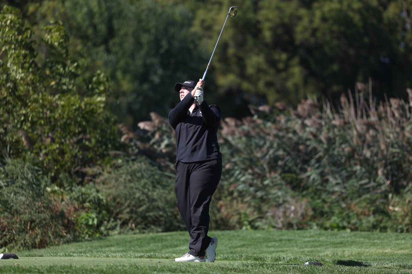 Plainfield North’s Grace Gilbert tees off on Whitetail Ridge Golf Course's No. 7 at the Plainfield North Class 2A Regional held Oct. 1, 2024, at Whitetail Ridge Golf Course.
