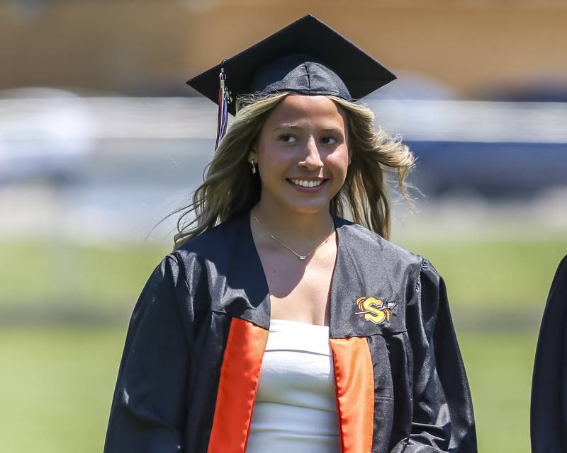 Sandwich students march onto the field before the start of the Sandwich High School Graduation ceremony Sunday, May 18, 2025 in Sandwich.