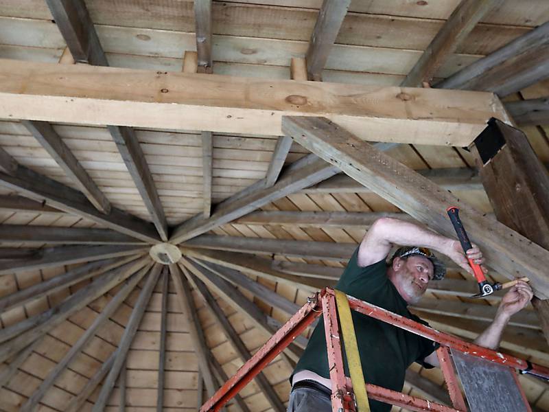 Historic 8-sided barn taken down piece by piece, rebuilt at Richardson Adventure Farm to be event venue