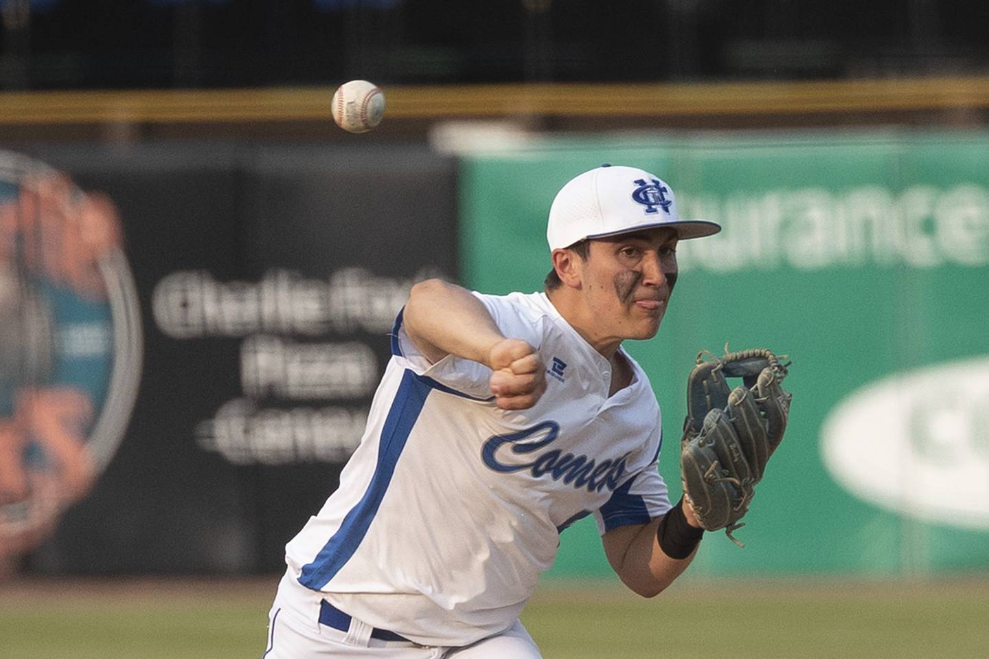 Newman’s Evan Bushman fires a pitch against Chicago Hope last season during the Class 2A Supersectional at Northwestern Medicine Field in Geneva.