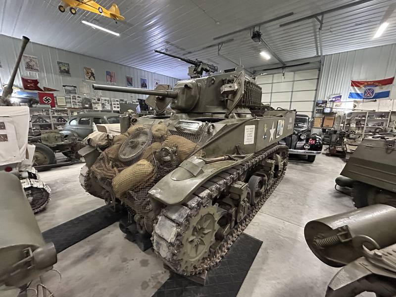 This 1943 M5A1 Stuart light tank is just one of the working military vehicles housed at Roberts Armory, a WWII historical museum near Rochelle. It was manufactured by Cadillac and had a top speed of 45 mph. Its armament included 37mm, 50 cal and 30 cal guns.