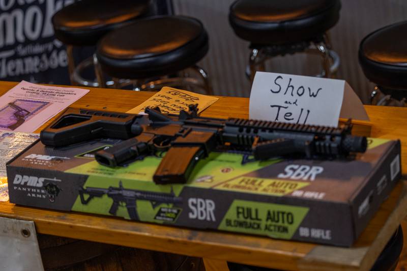 BB gun sits at "Guns Save Life" event on Thursday, Aug 21, 2025 at Jamie's Outpost in Utica.