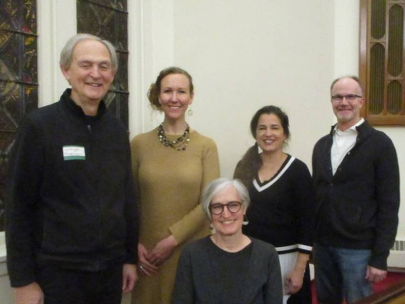 (From left) Handel's "Messiah" soloists are Lloyd Chapman, Joylyn Ortiz, Kathy Jagiella and Rev Randy Mortenson. Seated is rehearsal accompanist Betsy Mortenson.