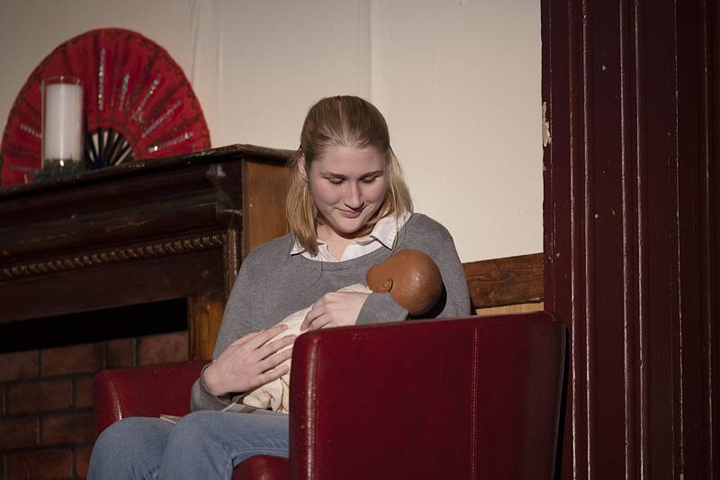 Rhylee Hinkle, playing the part of Sarah, acts out a scene in Polo Area Community Theatre's “A Candle in the Window” during rehearsal Wednesday, Nov. 30, 2022.