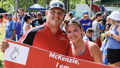 The proposal at Lake DePue: Racer Gary Merkel Jr. proposes to girlfriend, McKenzie Cain