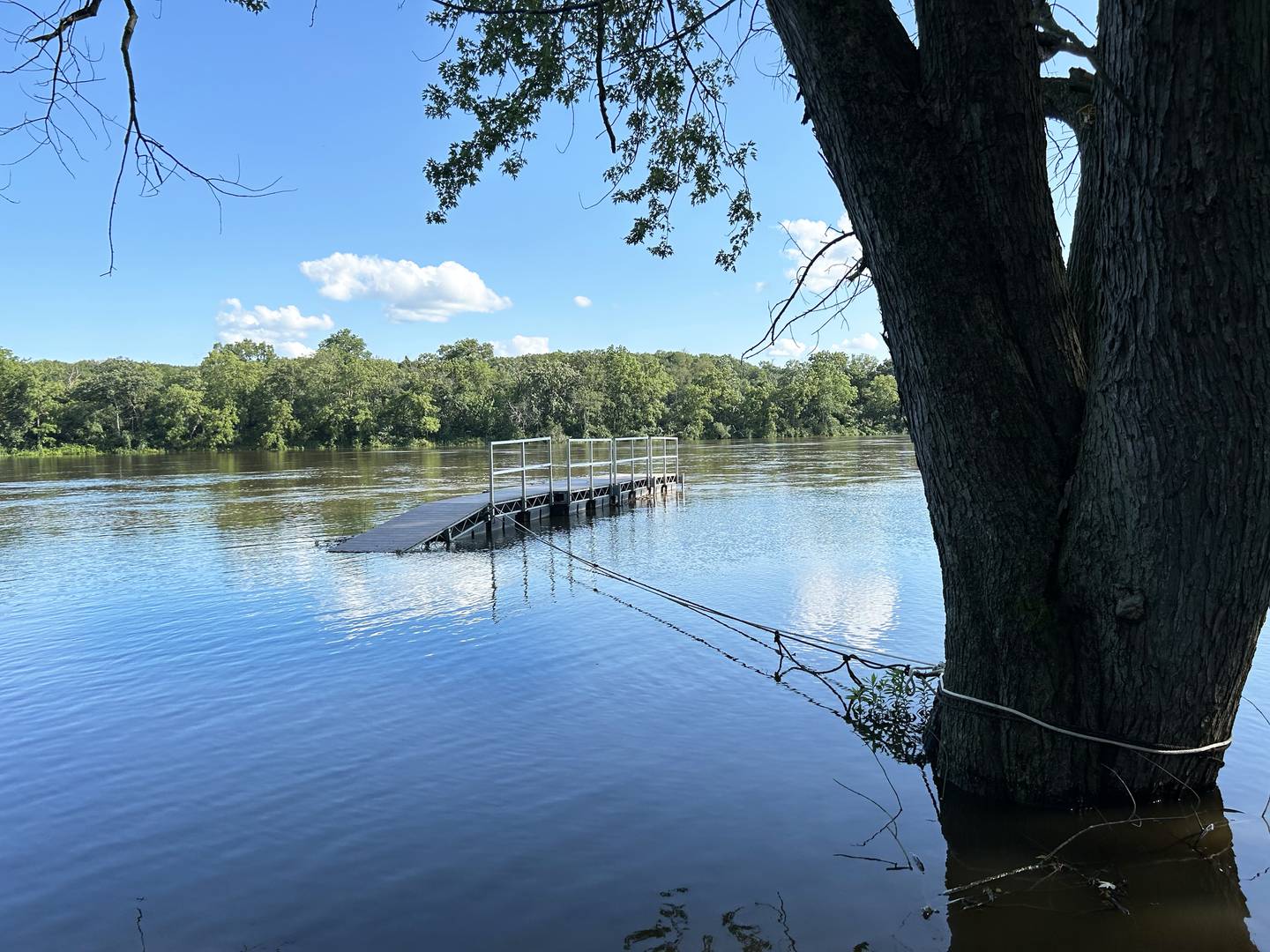 The Kathryn Hamas Park in Byron remained flooded Wednesday, July 17, 2024 as the Rock River reached flood stage.