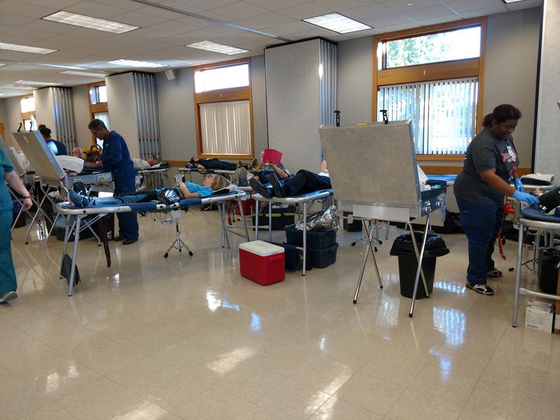 The Channahon and Minooka Knights of Columbus host six blood drives a year. Pictured is one of the Knights' previous events.