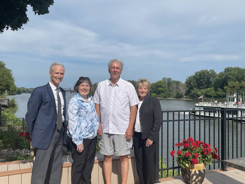 Starved Rock Country Community Foundation President and CEO Fran Brolley, left, with donors Karen and Nelson Nussbaum and SRCCF co-founder Pamela Beckett. The Nussbaum’s created the “Giving Away the Farm” fund to aid local charities.