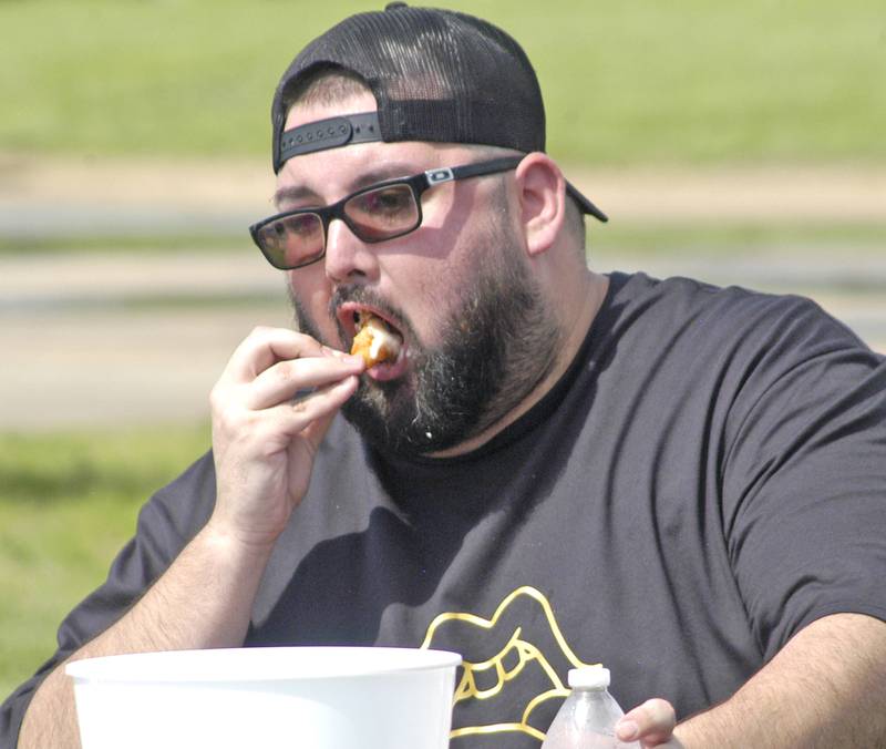 Joey Escamilla wins the Chicken George eating contest during George Fest in downtown Rock Falls on Saturday, July 26, 2025.