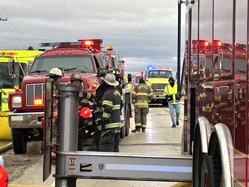 Several fire departments responded to a house fire at 8423 East Illinois route 38 on the afternoon of Wednesday, March 5, 2025. A portion of the state highway, between Chana Road and Brooklyn Road, was closed to allow crews to bring in tankers to help extinguish the blaze.