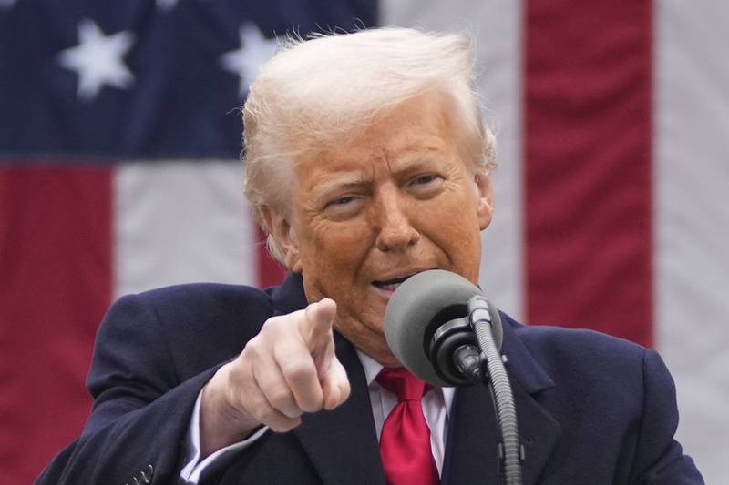 FILE - President Donald Trump speaks during an event to announce new tariffs in the Rose Garden at the White House, Wednesday, April 2, 2025, in Washington. (AP Photo/Mark Schiefelbein,File)