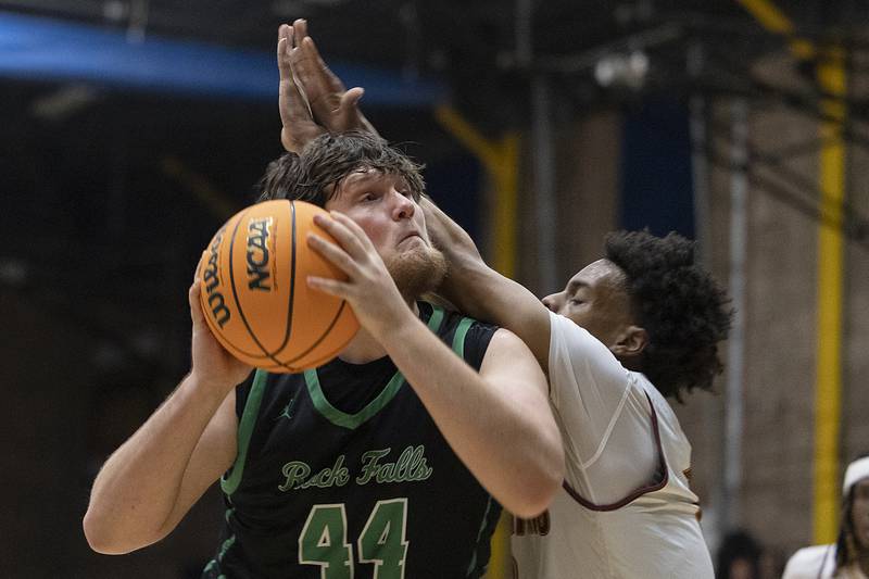 Rock Falls’ Garret Wolf puts up a shot against Christ the King Monday, March 10, 2025, during the Class 2A boys basketball Supersectional in Sterling.