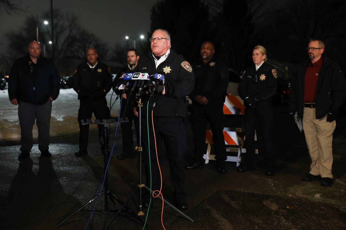 Joliet Police Chief Bill Evans gives a press conference along West Acres Road at the scene were multiple people were found dead in two homes on Monday, Jan. 22nd in Joliet.