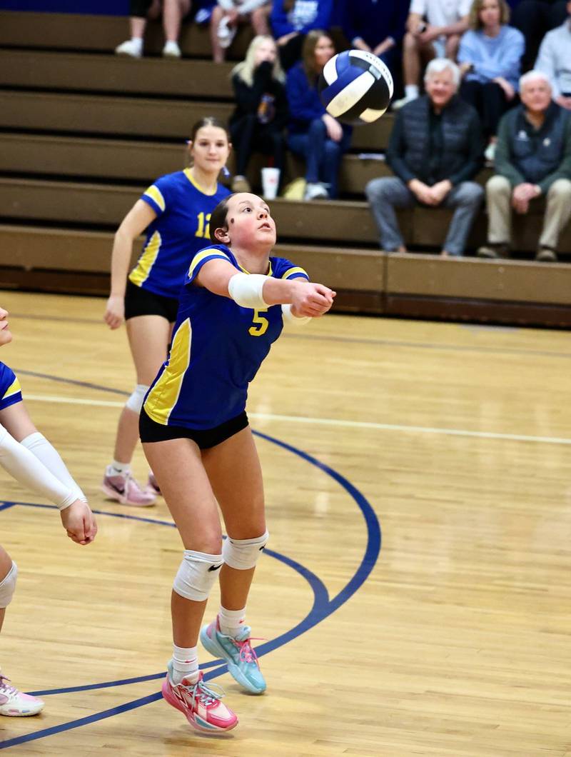 Princeton Logan's Sadie Rutledge makes a pass in Saturday's  IESA 3A regional match at Pannebaker Gym.