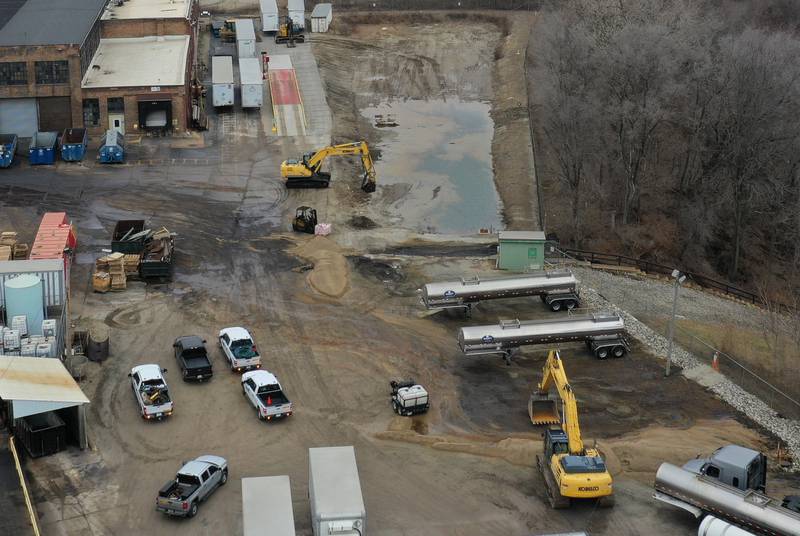 Excavators and other cleanup equipment can be seen at the Carus Chemical plant the day after a major fire on Thursday, Jan. 12, 2023 in La Salle.