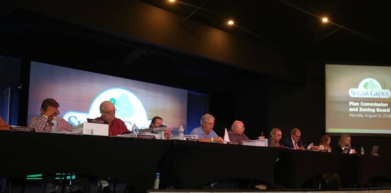 Members of the Plan Commission and Zoning Board get ready to start the Special Plan Commission Meeting on Monday, Aug. 12, 2024 in Sugar Grove.