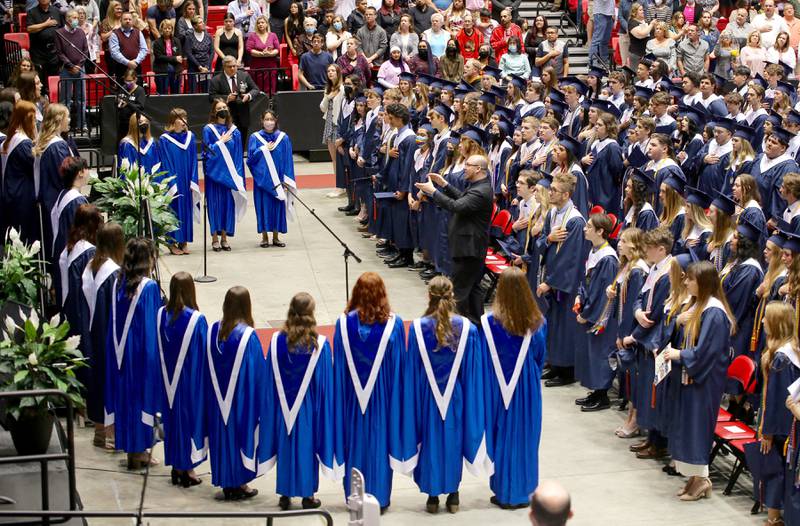 The A Capella Choir sings at the Oswego High School Graduation on Saturday, May 21, 2022 in DeKalb.
