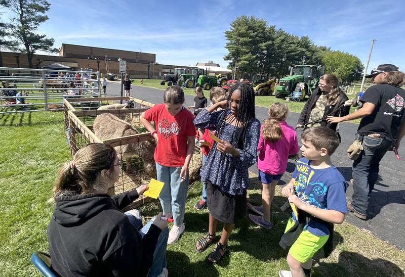 Oregon Elementary School students learned about farm animals during the Oregon High School's FFA petting zoo on Friday, May 9, 2025.
