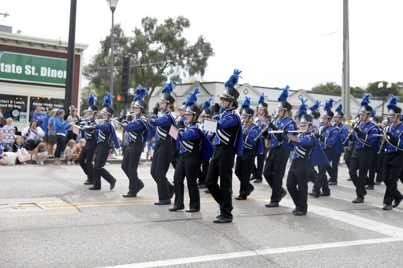 The Geneva High School Marching Band performs on Friday, Sept. 27, 2024 during the school’s annual homecoming parade.