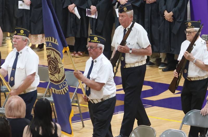 Sheridan American Legion Post 75 Veterans present the colors during the Serena High School Class of 2026 commencement ceremony on Saturday, May 23, 2026 at Serena High school.