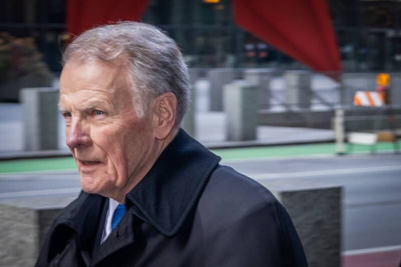 Former Illinois House Speaker Michael Madigan – a mainstay of Illinois political power for over four decades – is pictured leaving the Dirksen Federal Courthouse earlier this year after a hearing regarding the corruption charges he faces. Opening statements in his trial are slated for next week.