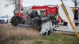 Car rolls over following 2-vehicle crash Saturday near Woodstock