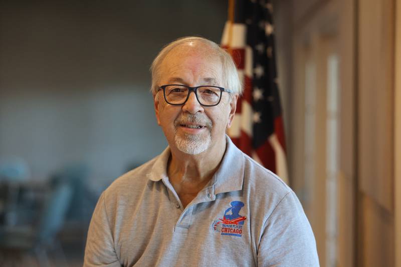 Vietnam Army veteran Jerry Ilc poses for a photo at the club house in Carillon Lakes retirement community in Crest Hill where he leads a group of fellow veterans and supporters on Monday, Oct. 16, 2023.