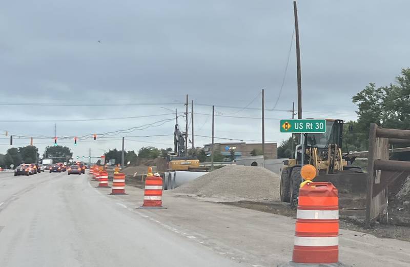 The intersection of Orchard Road and Route 30 in Montgomery is currently a construction zone as contractors install additional turn lanes and new traffic signals. (John Etheredge - jetheredge@shawmedia.com)