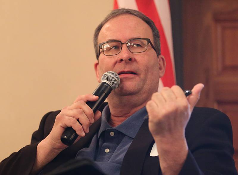 Ken Kolowski, mayof of Peru, delivers a speech during the State of the Cities Luncheon hosted by the Illinois Valley Chamber of Commerce on Thursday, March 16, 2023 at Grand Bear Lodge in Utica.