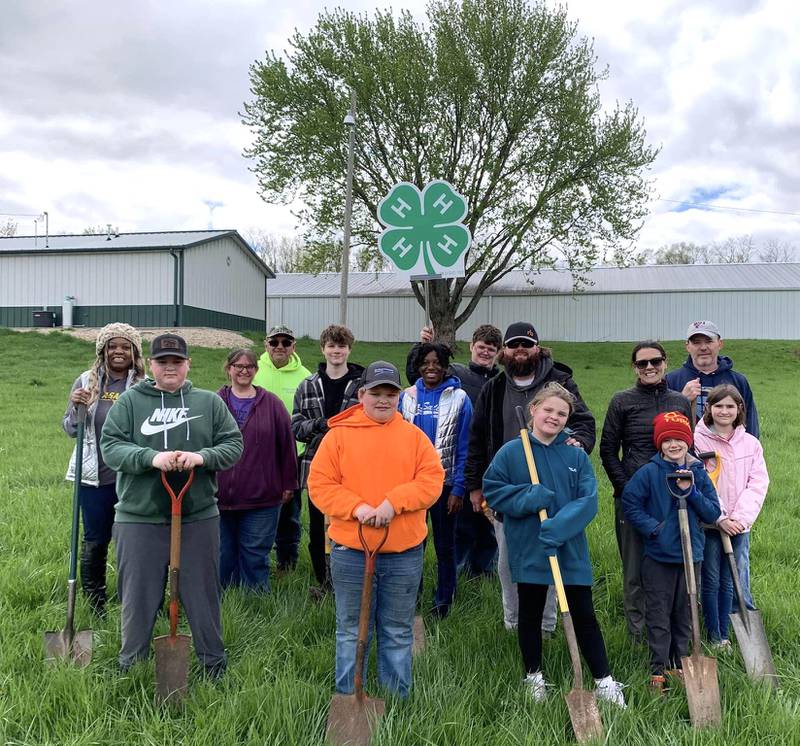 Eight La Salle County 4-H members from all across the county alongside adult volunteer mentors planted 25 young oak trees Saturday, April 20, 2024, at the La Salle County 4-H Fairgrounds in Ottawa. The effort was part of the 4-H Green Communities Program, a cooperating venture between Illinois 4-H and the AISWCD Forestry Committee with the aim to return oak savannas across the state. In 2023, 38 county 4-H organizations participated, planting hundreds of oaks in Illinois.