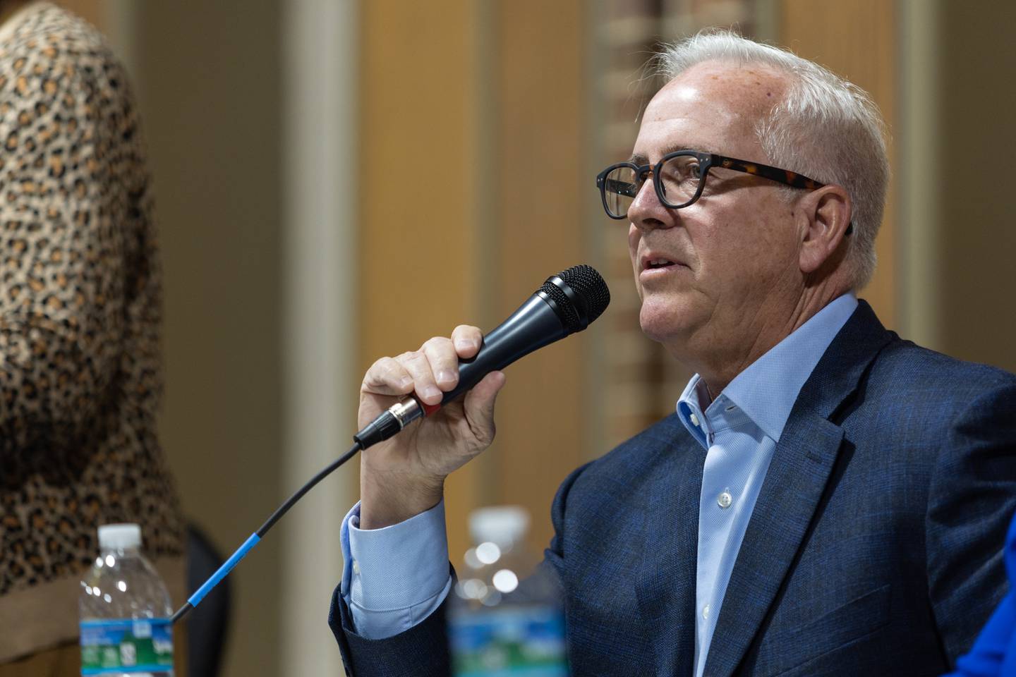 Mayoral candidate Terry D'Arcy speaks at a Joliet Mayoral Forum hosted by the the National Hook-up of Black Women, in Joliet on Saturday, Feb. 18, 2023.