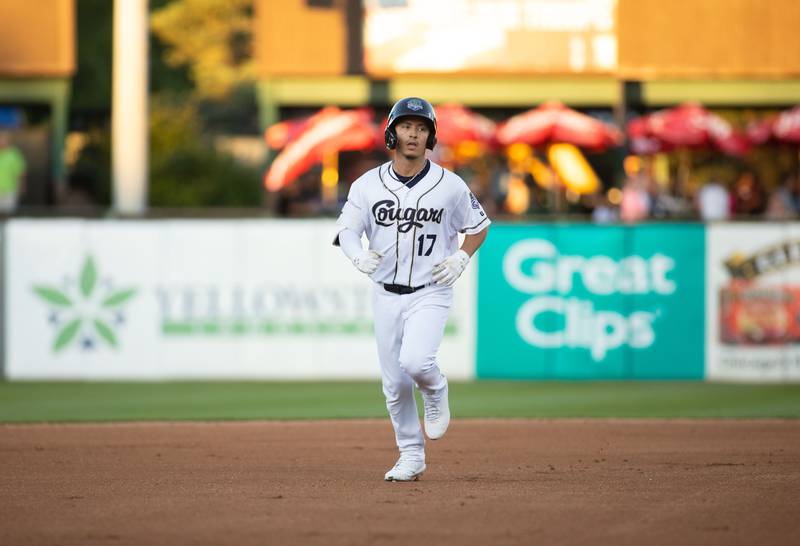 Right fielder Ernie De La Trinidad rounds the bases after a fourth inning home run during a game against the Milwaukee Milkmen on Friday, July 29, 2022.