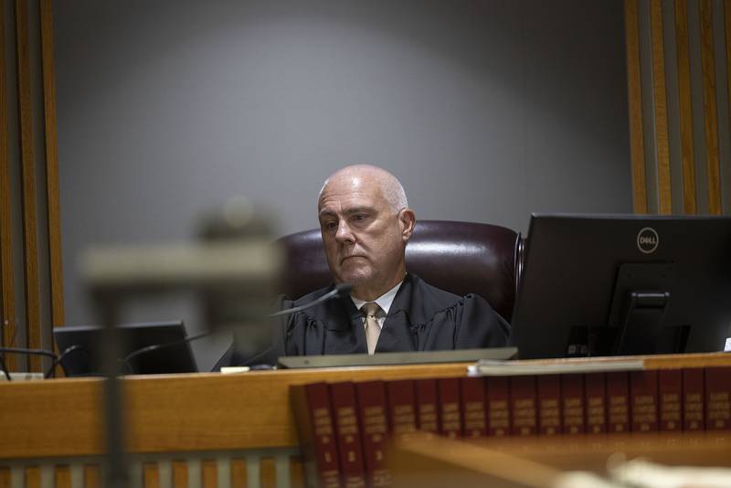 Whiteside County Circuit Court Judge James Heuerman looks on Wednesday, Nov. 12, 2025, during day 7 of the Ramos wrongful death trial.