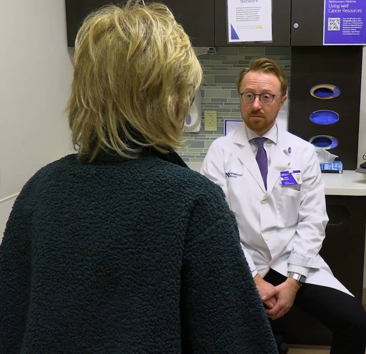 Michelle Wilcox meets with Dr. Robin Buerki, M.D., a neuro-oncologist at Northwestern Medicine Delnor Hospital in Geneva who specializes in complex central nervous system tumors.