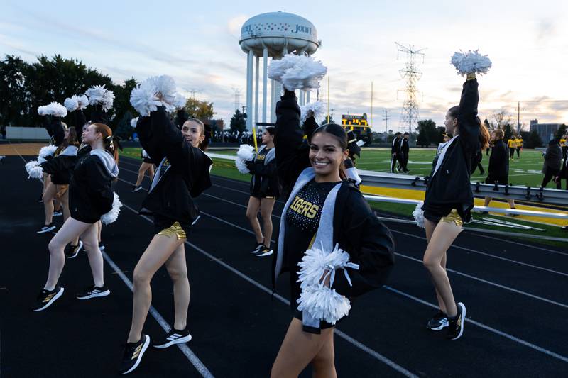 Joliet West’s dance team performs before a varsity football game between Joliet West and Joliet Central at Joliet West on Oct. 24, 2025.