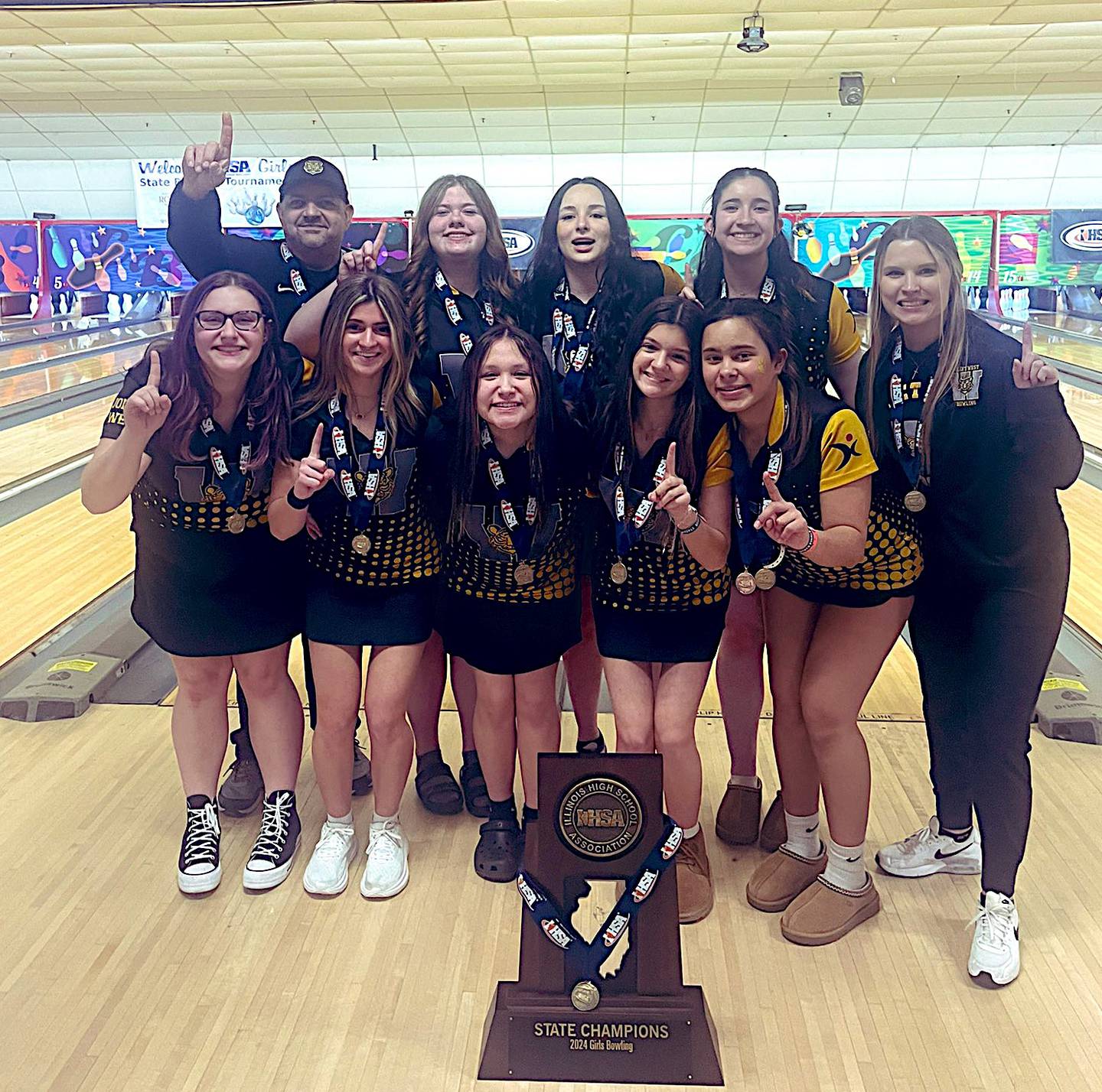 The Joliet West girls bowling team won the state championship Saturday.