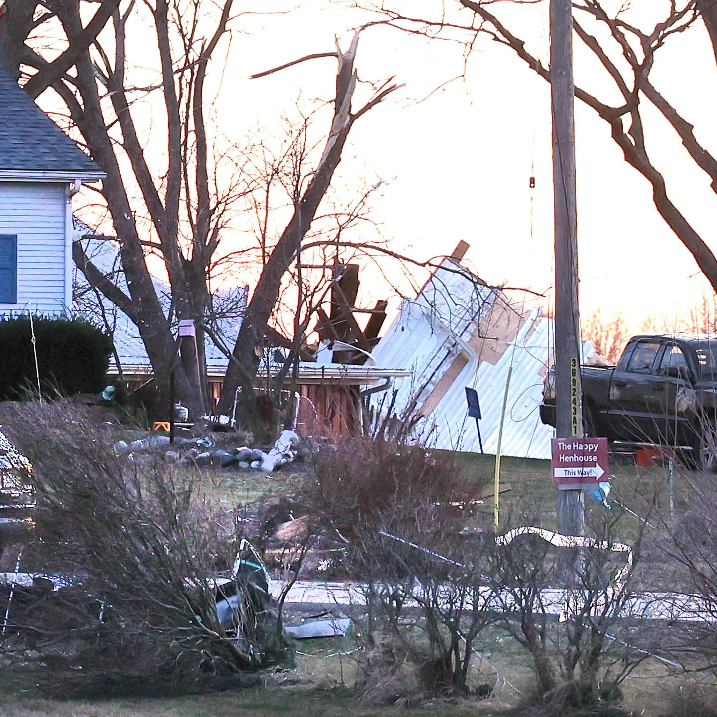 Storm damage at a property along East Sandwich Road in Hinckley Wednesday, Feb. 28, 2024, after a tornado hit the area Tuesday night.