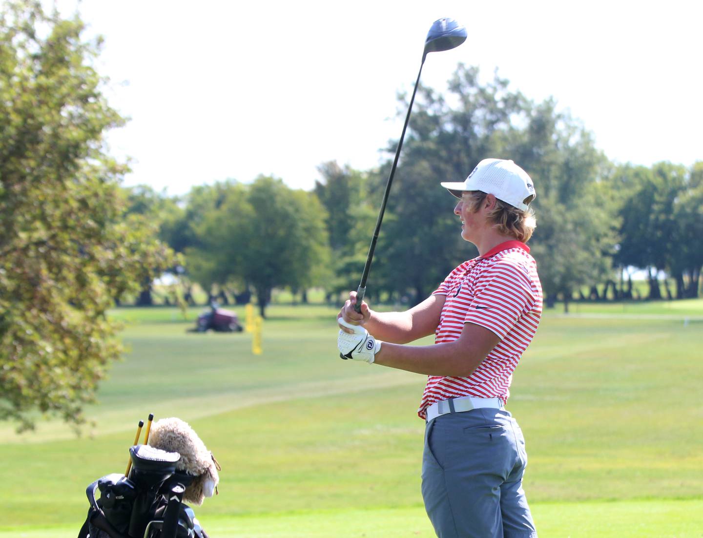 Streator's Cole Park tees off during the Illinois Central Eight Conference Golf Meet on Monday, Sept. 18, 2023 at Wolf Creek Golf Course in Pontiac.