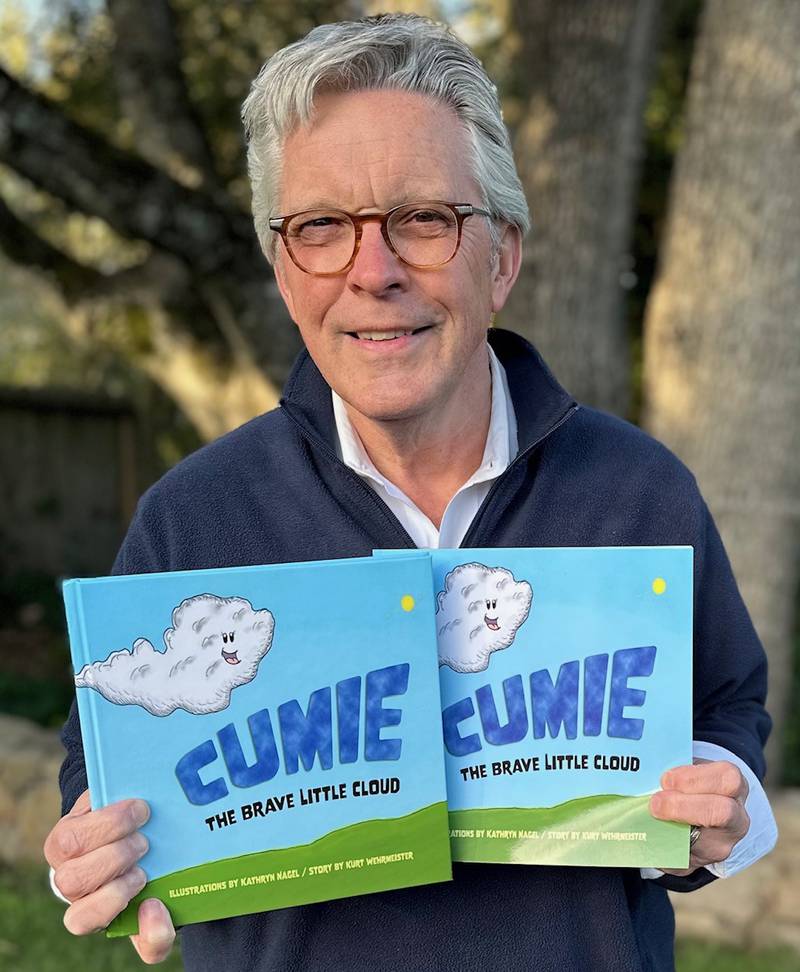 Former Geneva resident Kurt Wehrmeister wrote his first children’s book, ‘Cumie, the Brave Little Cloud,’ during the COVID lockdown in 2021. The book will be presented at The Little Traveler in a program on July 28.