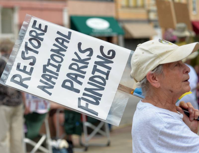There was a variety of signs displayed during Indivisible of Ogle County's rally Saturday, Aug. 16, 2025, in Oregon protesting policies and executive orders by President Donald Trump and his administration.