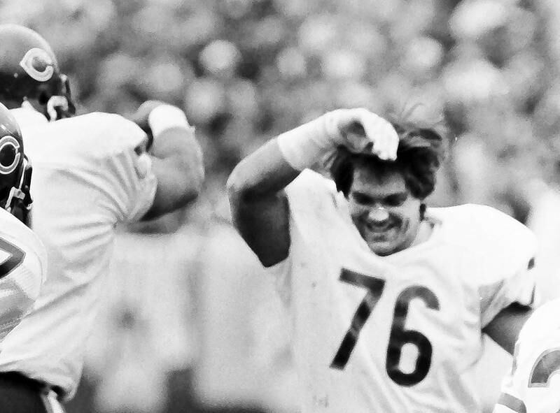 Chicago Bears defensive lineman Steve McMichael smiles while playing the Green Bay Packers on Oct. 21, 1985. This photo was found in the La Salle News Tribune film archives.